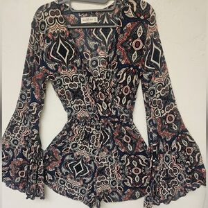 Abercrombie & Fitch Paisley Print Top - Blue and Pink